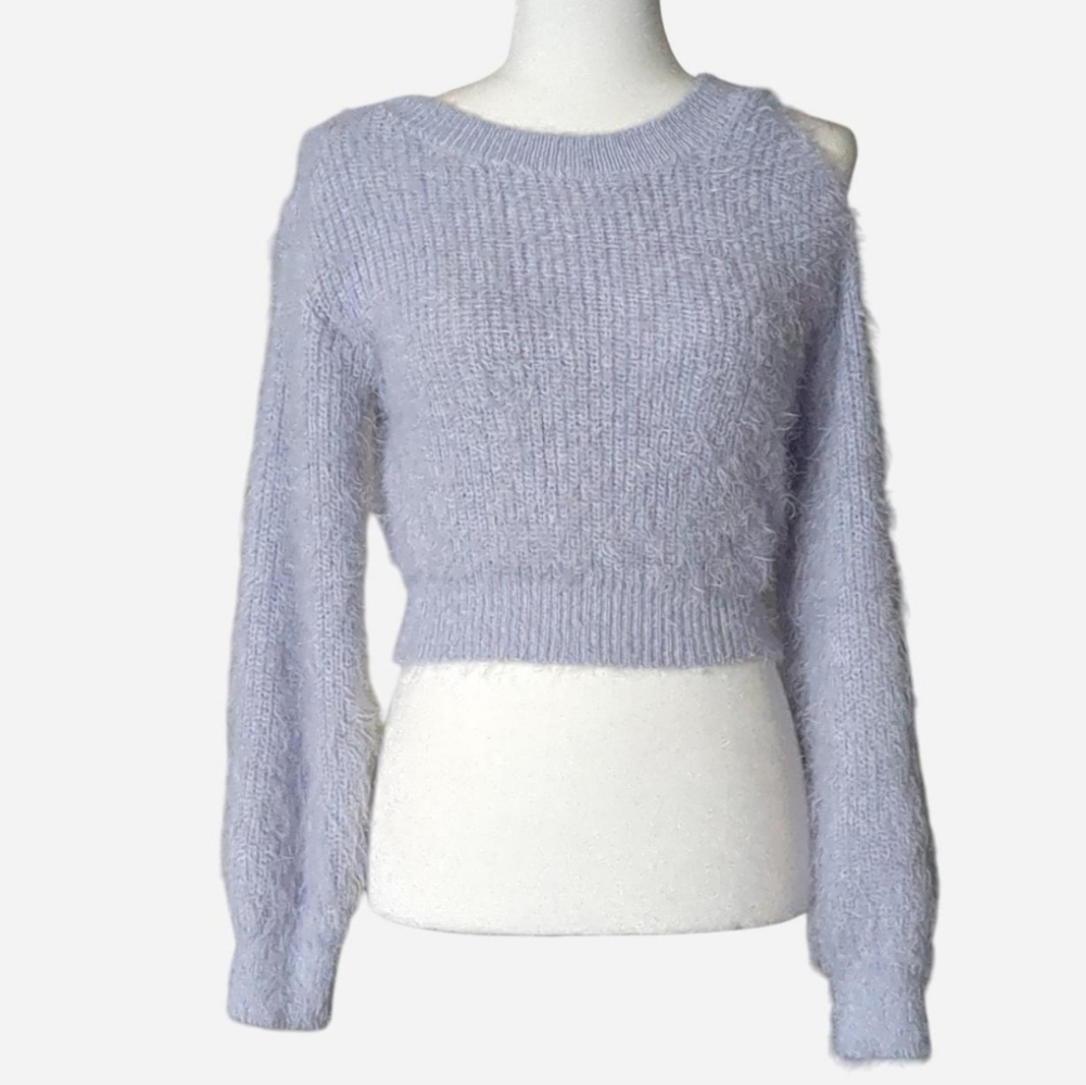 ✨Black Note K Pop Princess  Y2K Dream ✨Lavender Fuzzy Cropped Sweater Size M